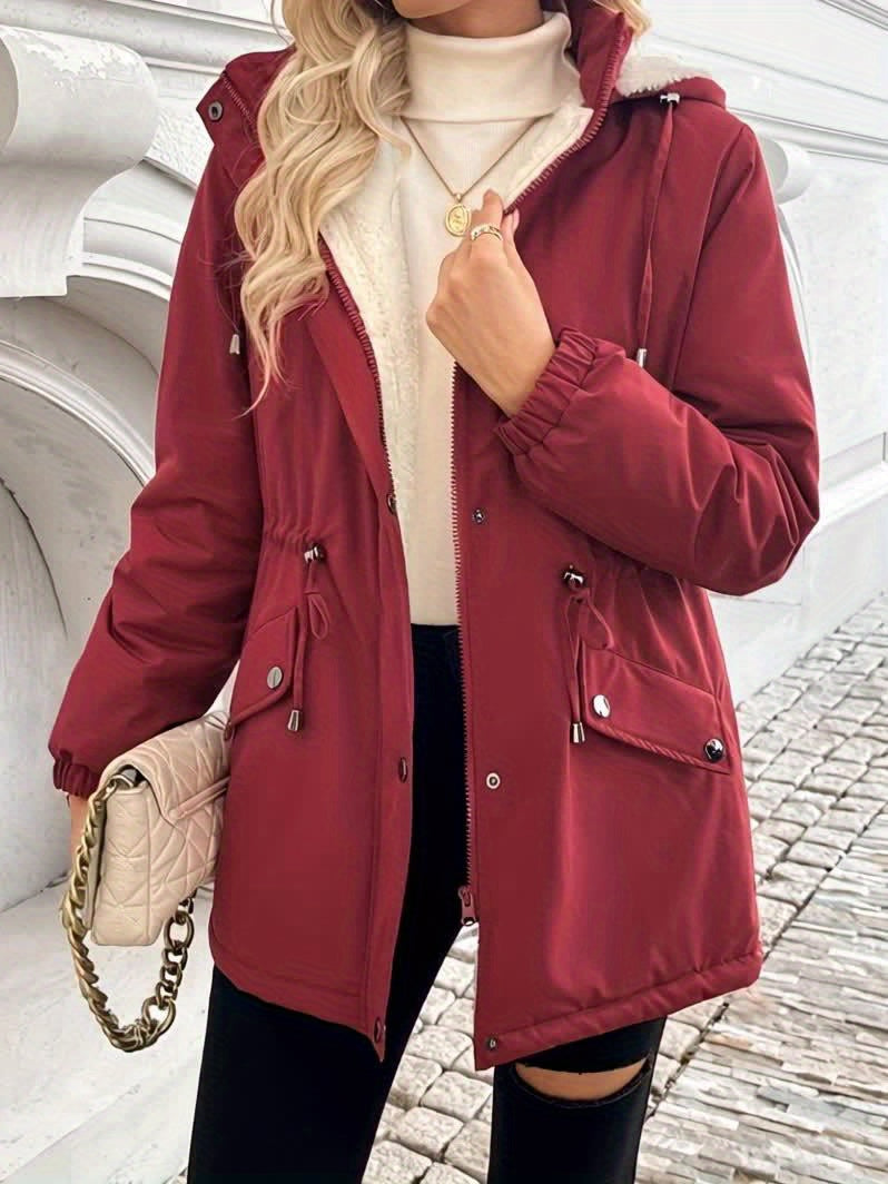 Shepra Faux-Fur Lined Hooded Parka Jacket – Waterproof Winter Parka Women Hooded Longline Jacket