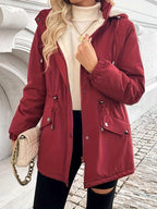 Shepra Faux-Fur Lined Hooded Parka Jacket – Waterproof Winter Parka Women Hooded Longline Jacket