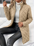Diquilenne Diamond Quilted Longline Coat – Padded Jacket Women Hooded Winter Ladies Quilted Coat