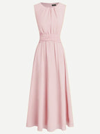 Cintura Gathered Waist Maxi Dress – Chiffon Bridesmaid Wedding Guest Women Formal Evening Sleeveless Maxi Dress