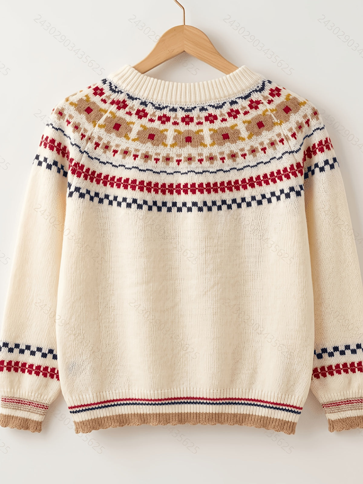 Yokradi Fair Isle Knit Cardigan – Nordic Crew Neck Button Women Autumn Winter Preppy Vintage Cardigan