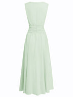 Cintura Gathered Waist Maxi Dress – Chiffon Bridesmaid Wedding Guest Women Formal Evening Sleeveless Maxi Dress