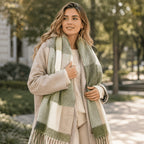 Fritasse Check Wool Scarf – Tartan Wool Checkered Scarf Women Fall Winter Soft Warm Plaid Scarf