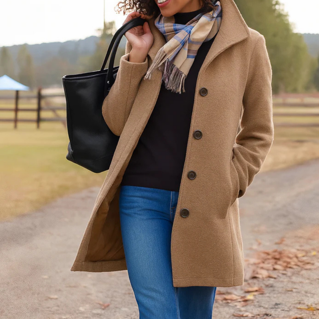 Notapel Wide-Lapel Single-Breasted Longline Coat – Women Winter Office Tailored Formal Wool Blend Longline Coat