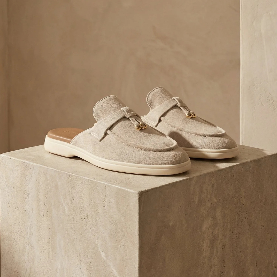 Red Sheepskin Sandals Women Slip-On