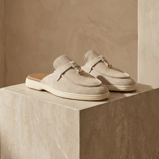Red Sheepskin Sandals Women Slip-On