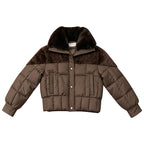Furtima Faux Fur Collar Puffer Jacket – Quilted Padded Women Casual Winter Coat Cropped Outerwear