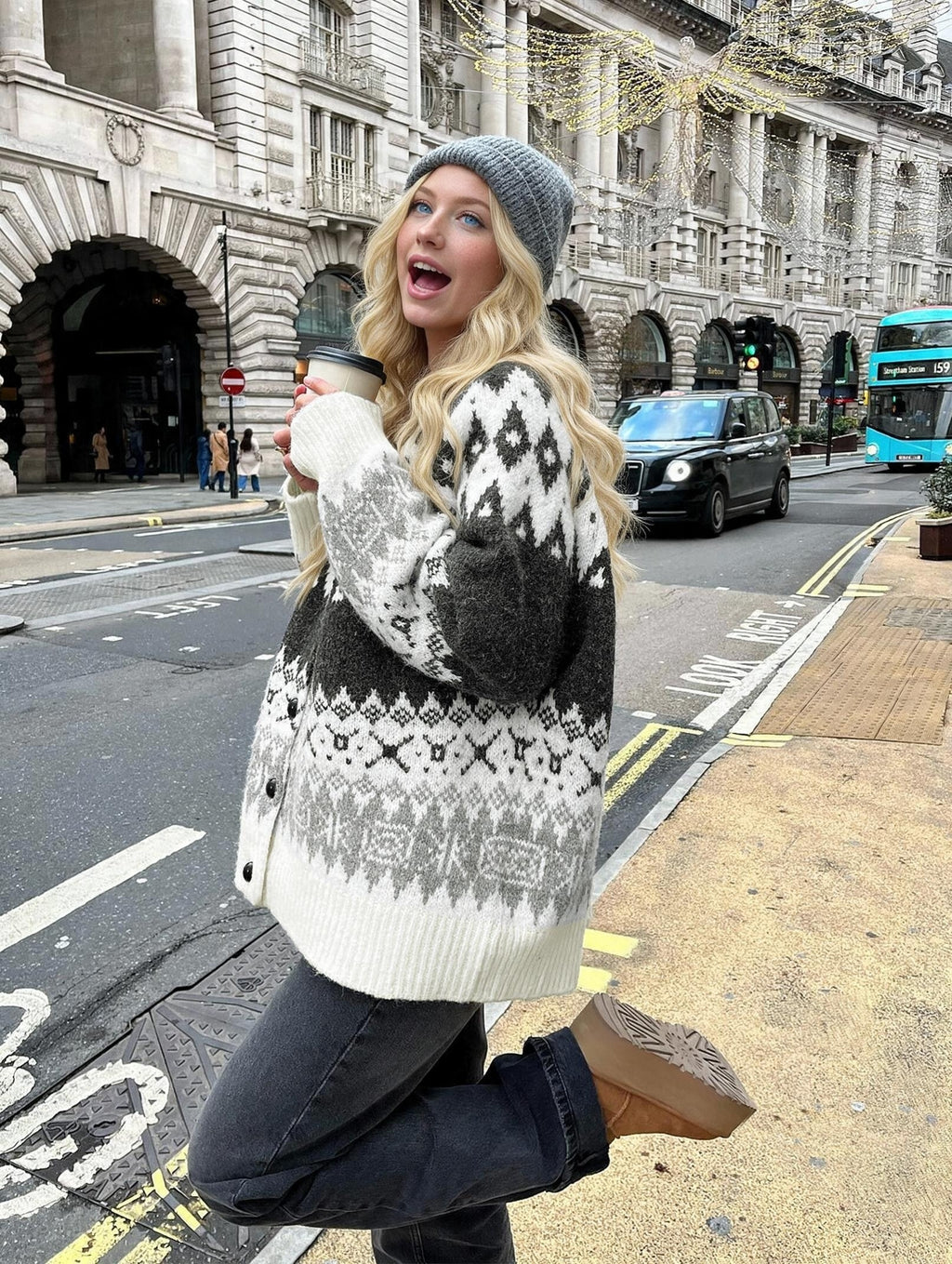 Zigmotte Fair Isle Cardigan – Fair Isle Cardigan Womens Ladies Knit Sweater Button Front Casual