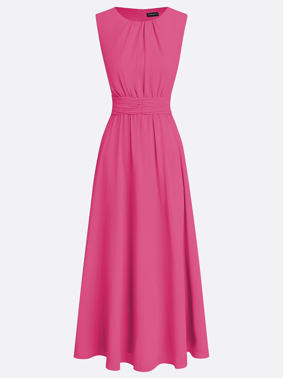 Cintura Gathered Waist Maxi Dress – Chiffon Bridesmaid Wedding Guest Women Formal Evening Sleeveless Maxi Dress