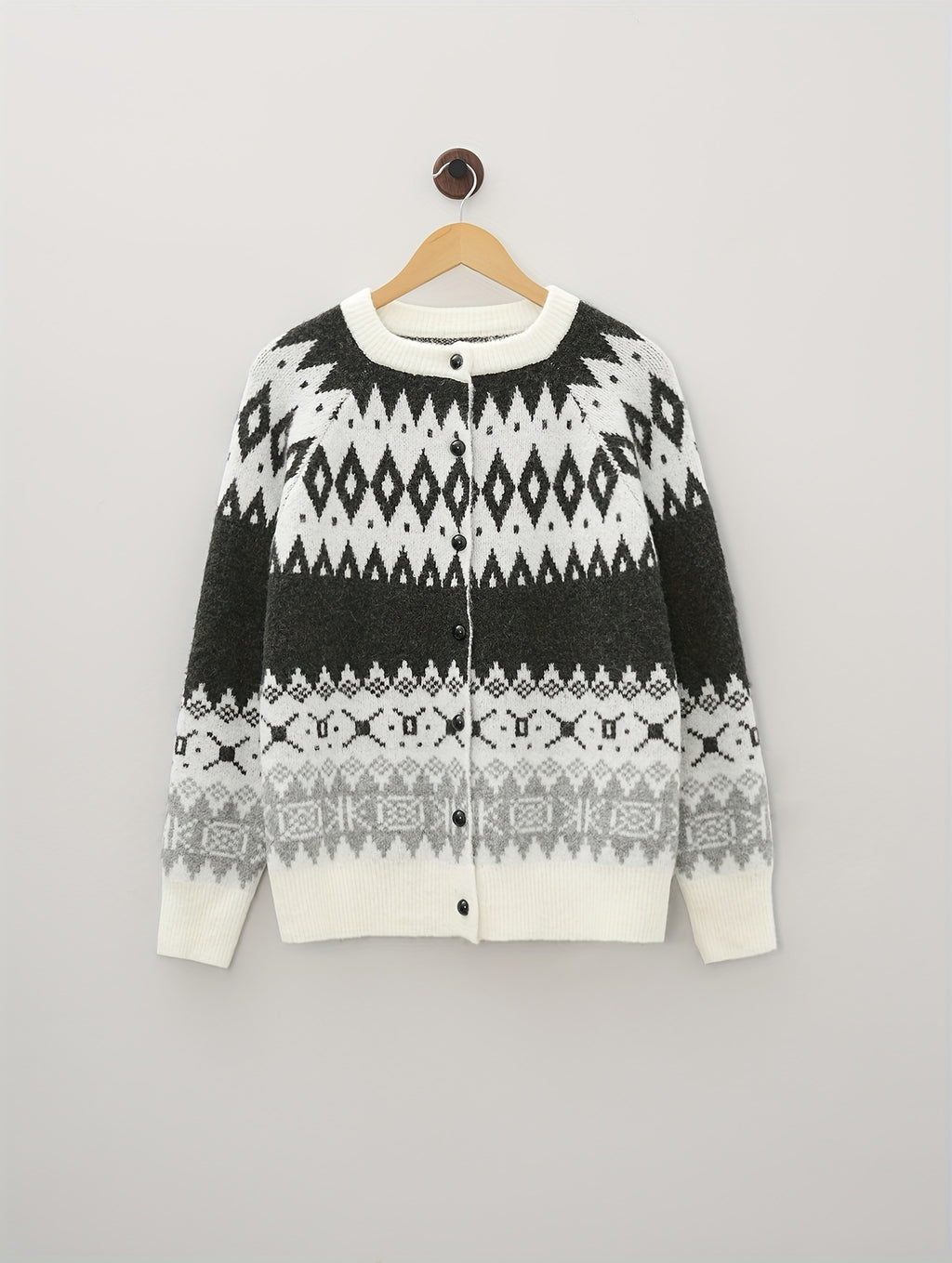 Zigmotte Fair Isle Cardigan – Fair Isle Cardigan Womens Ladies Knit Sweater Button Front Casual