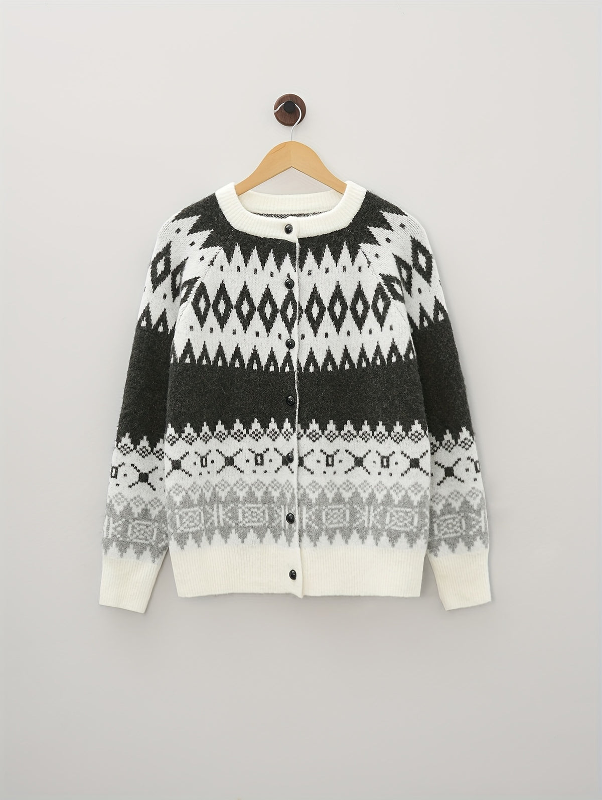 Zigmotte Fair Isle Cardigan – Fair Isle Cardigan Womens Ladies Knit Sweater Button Front Casual