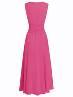 Cintura Gathered Waist Maxi Dress – Chiffon Bridesmaid Wedding Guest Women Formal Evening Sleeveless Maxi Dress