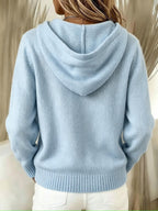 Ribbenne Hooded Button Cardigan – Knit Cardigan Women Casual Autumn Winter Loungewear Cosy Oversized Hoodie