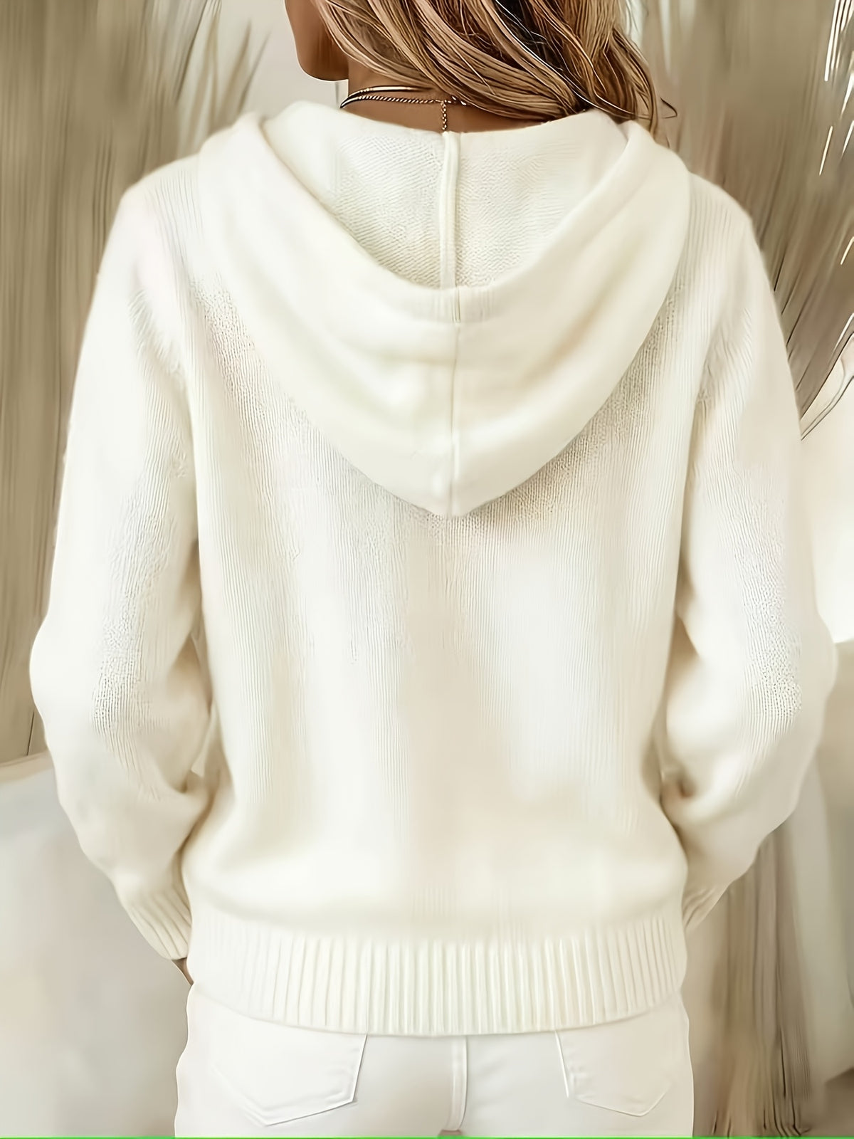 Ribbenne Hooded Button Cardigan – Knit Cardigan Women Casual Autumn Winter Loungewear Cosy Oversized Hoodie