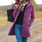 Notapel Wide-Lapel Single-Breasted Longline Coat – Women Winter Office Tailored Formal Wool Blend Longline Coat