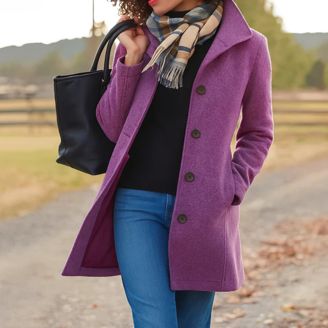 Notapel Wide-Lapel Single-Breasted Longline Coat – Women Winter Office Tailored Formal Wool Blend Longline Coat