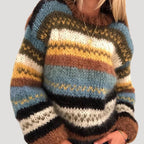 Stribanne Oversized Crew Neck Jumper – Striped Knit Sweater Women Casual Autumn Winter Longline Jumper