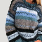 Stribanne Oversized Crew Neck Jumper – Striped Knit Sweater Women Casual Autumn Winter Longline Jumper