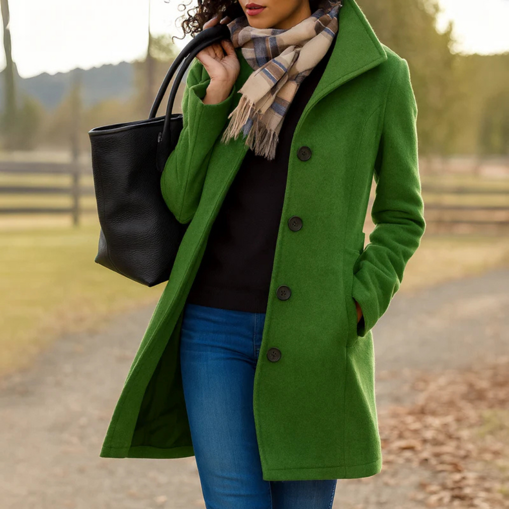 Notapel Wide-Lapel Single-Breasted Longline Coat – Women Winter Office Tailored Formal Wool Blend Longline Coat