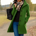 Notapel Wide-Lapel Single-Breasted Longline Coat – Women Winter Office Tailored Formal Wool Blend Longline Coat