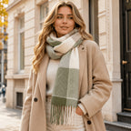 Fritasse Check Wool Scarf – Tartan Wool Checkered Scarf Women Fall Winter Soft Warm Plaid Scarf