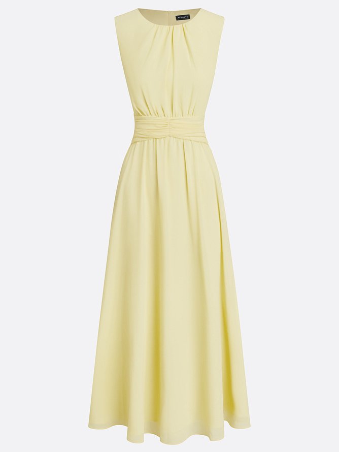 Cintura Gathered Waist Maxi Dress – Chiffon Bridesmaid Wedding Guest Women Formal Evening Sleeveless Maxi Dress