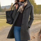 Notapel Wide-Lapel Single-Breasted Longline Coat – Women Winter Office Tailored Formal Wool Blend Longline Coat