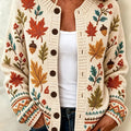 Maplif Embroidered Button-Front Cardigan – Knit Women Autumn Fall Embroidered Woodland Casual Cardigan