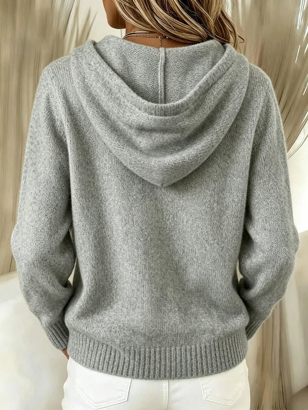Ribbenne Hooded Button Cardigan – Knit Cardigan Women Casual Autumn Winter Loungewear Cosy Oversized Hoodie