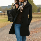 Notapel Wide-Lapel Single-Breasted Longline Coat – Women Winter Office Tailored Formal Wool Blend Longline Coat