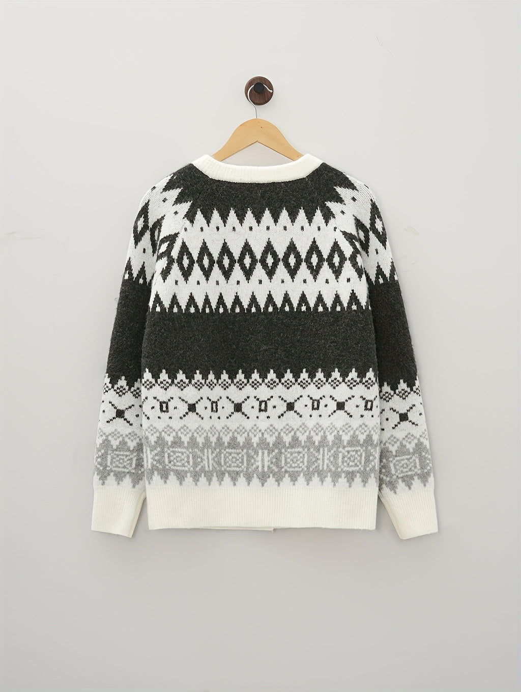 Zigmotte Fair Isle Cardigan – Fair Isle Cardigan Womens Ladies Knit Sweater Button Front Casual