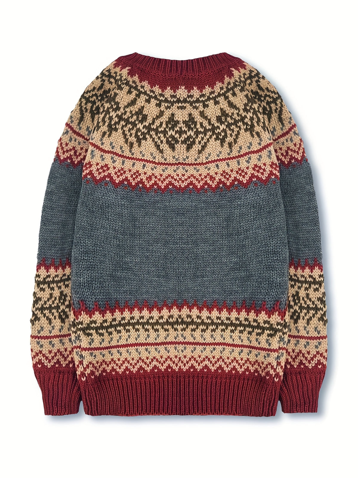 Fairbane Fair Isle Button-Up Cardigan – Women Knit Sweater Nordic Chunky Ribbed Autumn Fall Cardigan