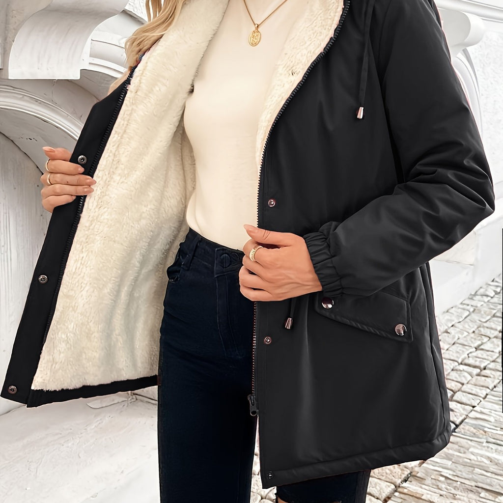 Shepra Faux-Fur Lined Hooded Parka Jacket – Waterproof Winter Parka Women Hooded Longline Jacket