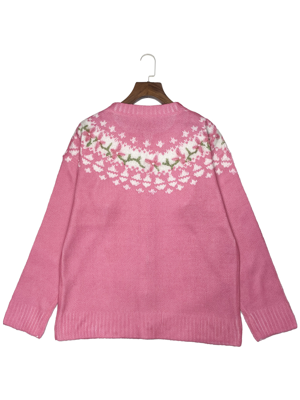Blossyke Embroidered Knit Cardigan – Chunky Button-Front Women Autumn Cosy Oversized Cardigan