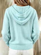 Ribbenne Hooded Button Cardigan – Knit Cardigan Women Casual Autumn Winter Loungewear Cosy Oversized Hoodie