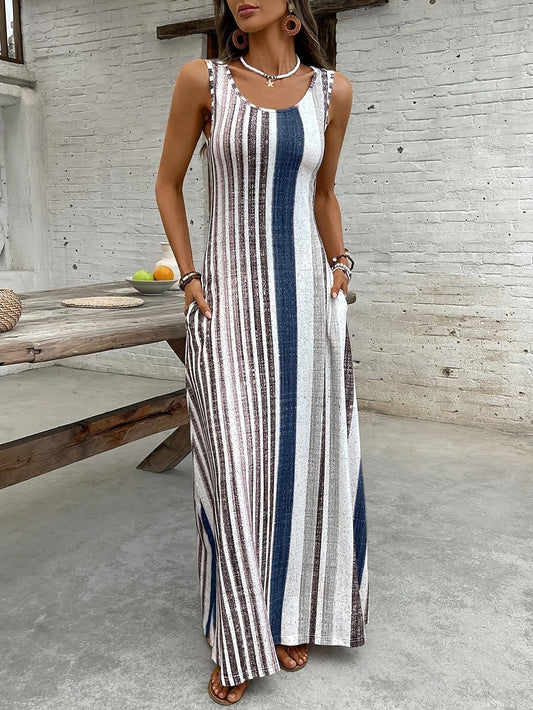 Vibrant Printed Casual Midi Dress
