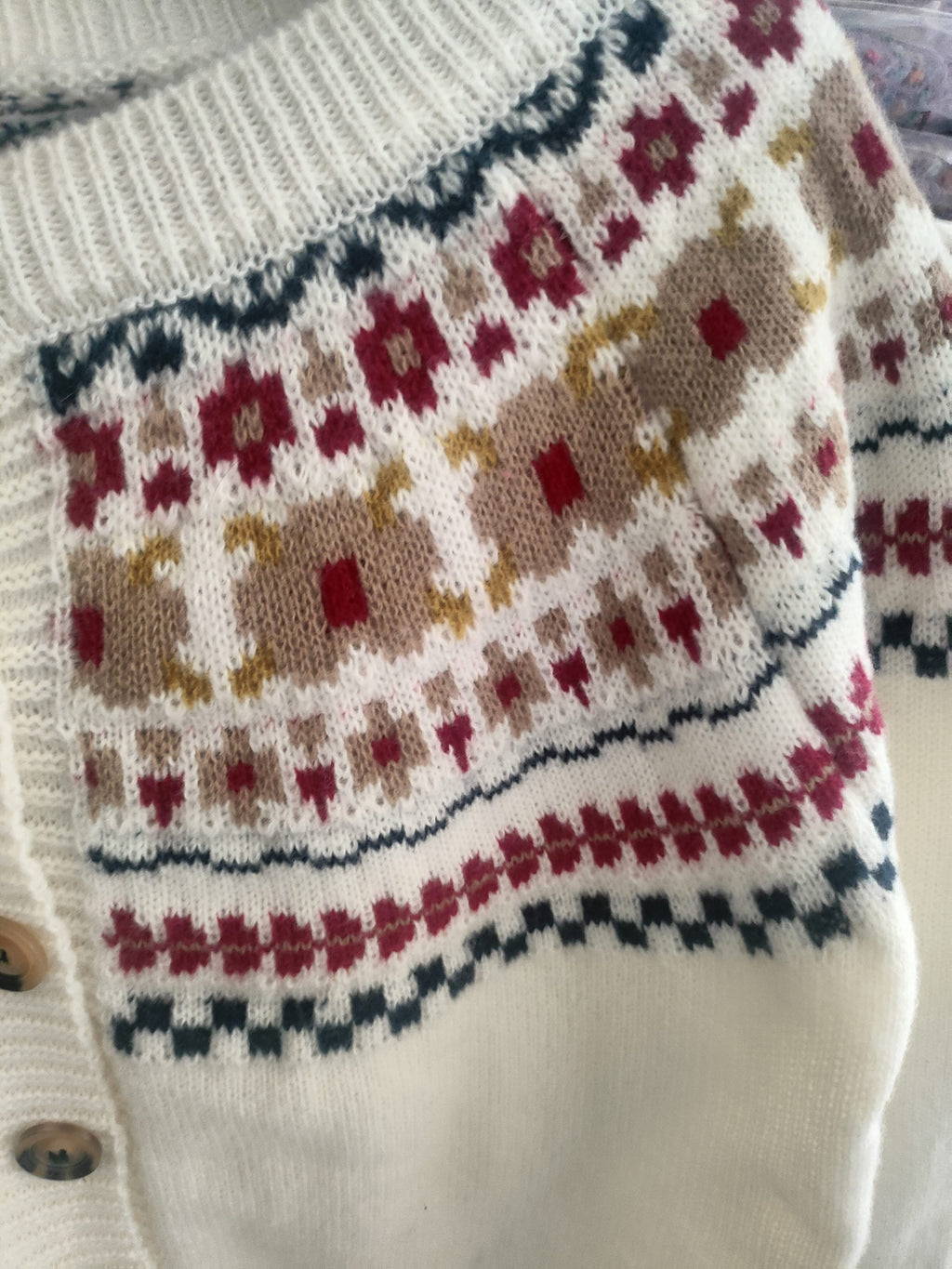 Yokradi Fair Isle Knit Cardigan – Nordic Crew Neck Button Women Autumn Winter Preppy Vintage Cardigan