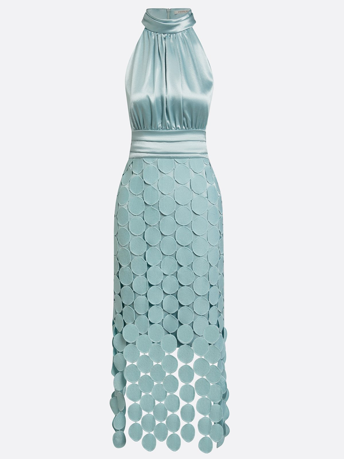 Scallin Halter Neck Satin Midi Dress – Sleeveless Cocktail Party Women Formal Evening Midi Dress