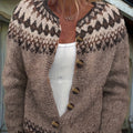 Chevyok Fair Isle Button-Front Cardigan – Knitted Women Autumn Casual Oversized Longline Cardigan