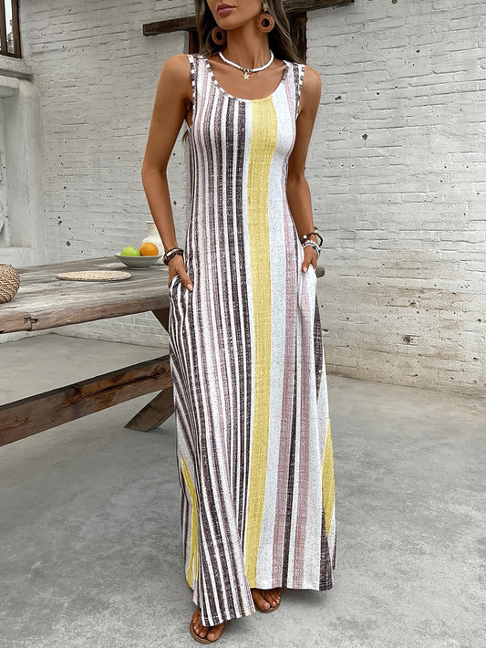 Vibrant Printed Casual Midi Dress
