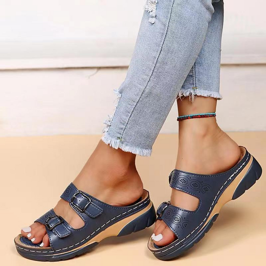 Orthopedic Comfort Fit Slide Sandals with Perforated Open Toe