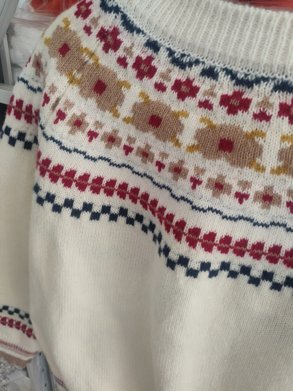 Yokradi Fair Isle Knit Cardigan – Nordic Crew Neck Button Women Autumn Winter Preppy Vintage Cardigan