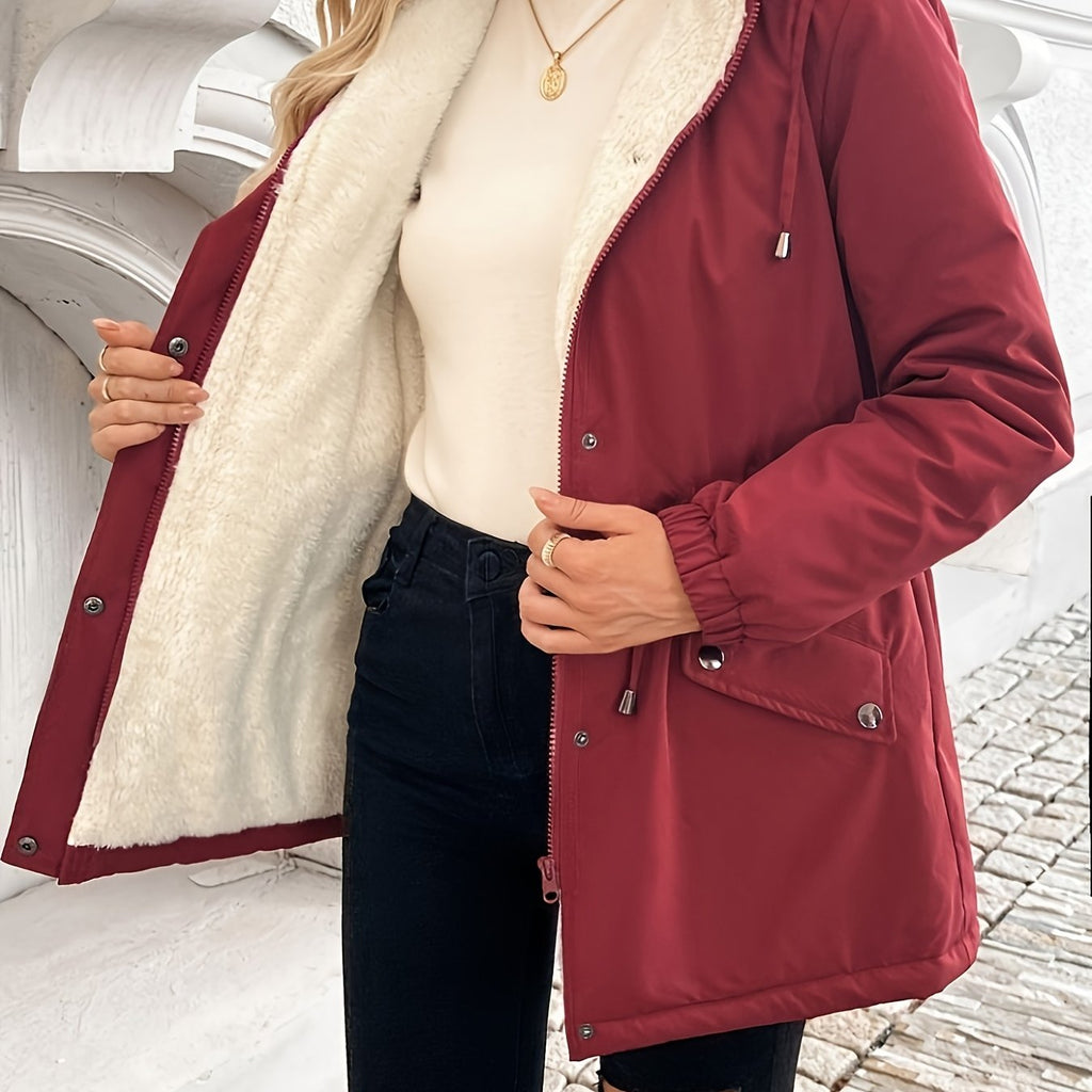 Shepra Faux-Fur Lined Hooded Parka Jacket – Waterproof Winter Parka Women Hooded Longline Jacket