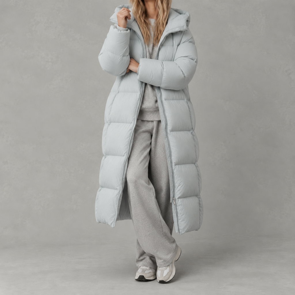 Chanquil Hooded Longline Puffer Coat – Women Oversized Padded Winter Warm Casual Puffer Coat