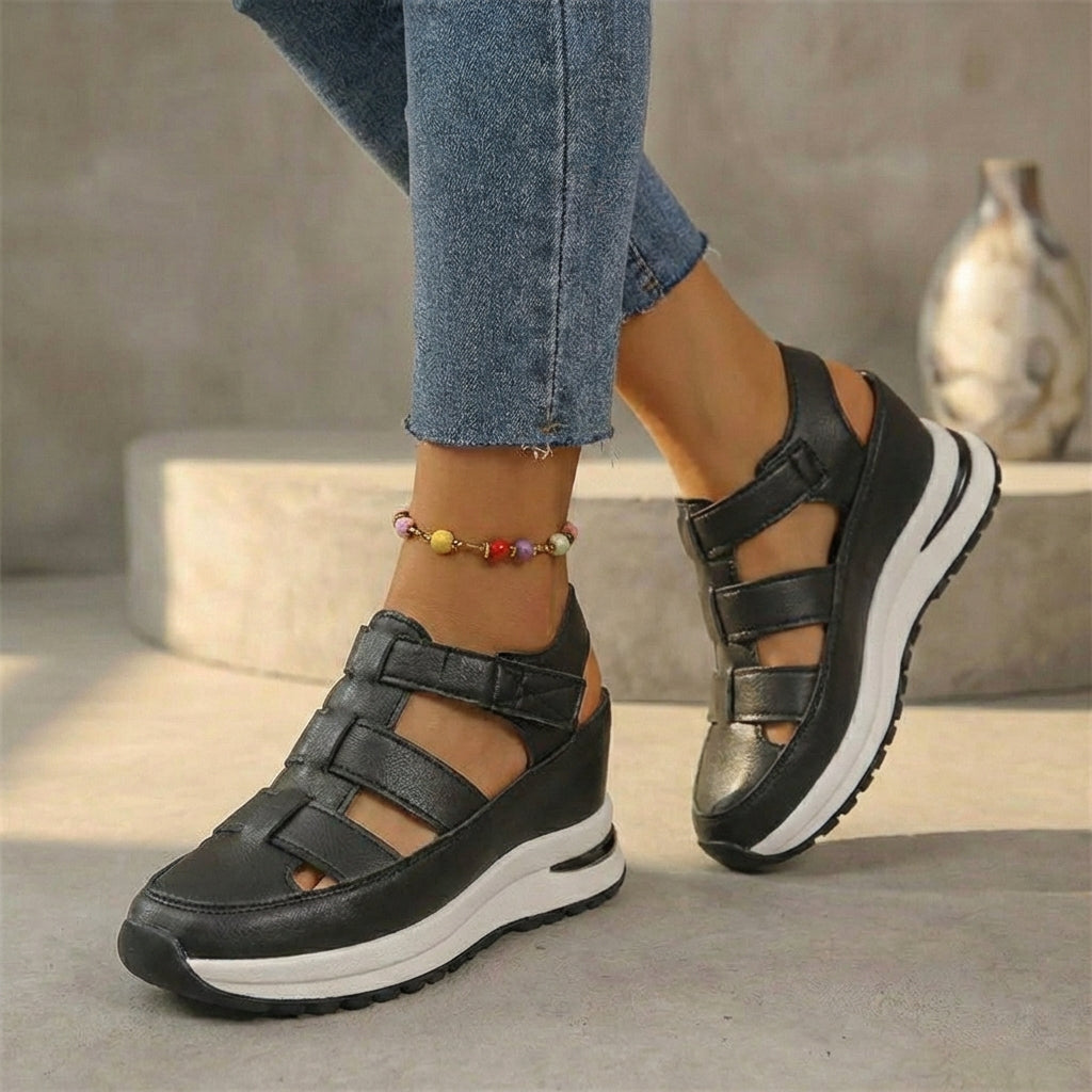 Orthopedic Platform Sneaker Sandals with Cutout Closed-Toe
