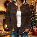 Fairsnia Fair Isle Knit Cardigan – Chunky Button Front Women Crew Neck Long Sleeve Casual Fall Cardigan