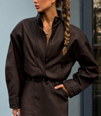 Ofzitta Funnel Neck Faux Suede Jacket – Oversized Women Casual Streetwear Bomber Zip Jacket
