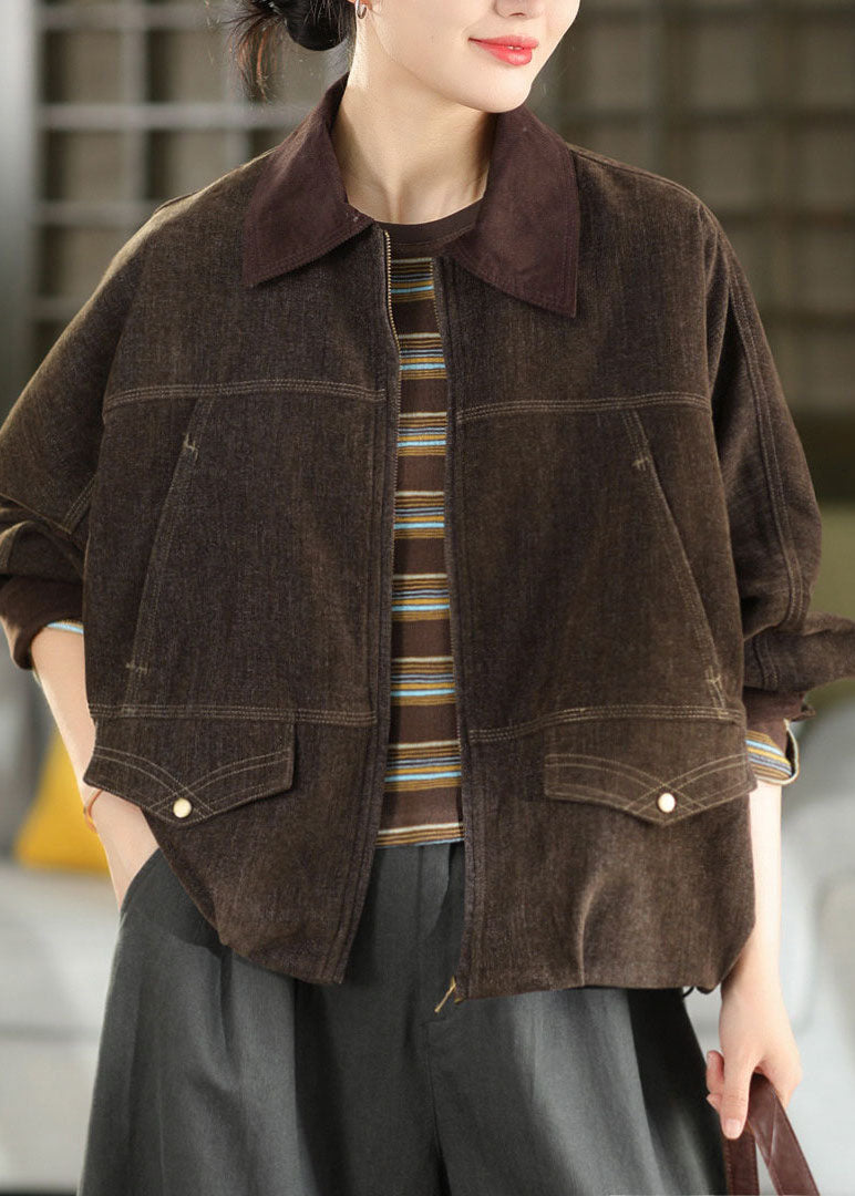 Stitema Corduroy Utility Jacket – Women Casual Workwear Autumn Oversized Collared Jacket