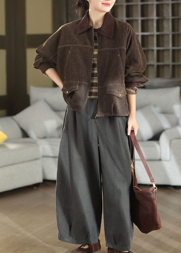 Stitema Corduroy Utility Jacket – Women Casual Workwear Autumn Oversized Collared Jacket