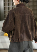 Stitema Corduroy Utility Jacket – Women Casual Workwear Autumn Oversized Collared Jacket